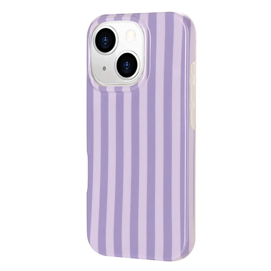For iPhone 14 Plus / iPhone 15 Plus Case IMD Stripe TPU Full Coverage Shockproof Phone Protective Cover - Purple - 3