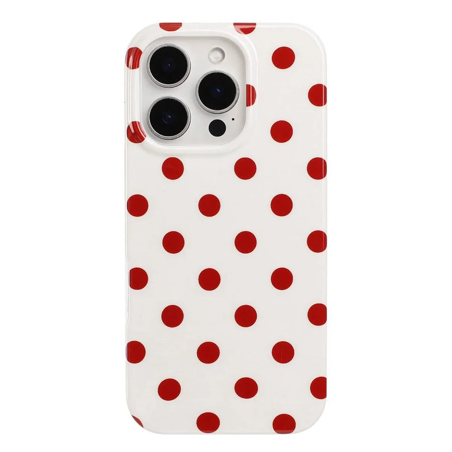 For iPhone 13 Pro Case Retro Polka Dot IMD TPU Full Coverage Phone Protective Cover - White - 2