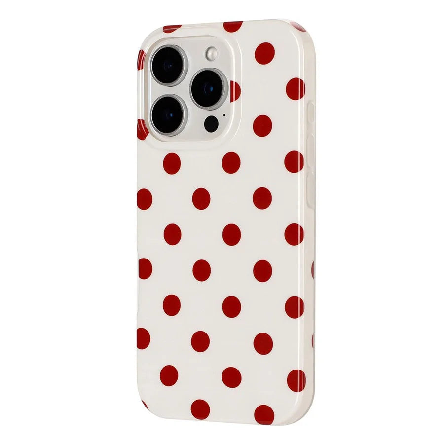 For iPhone 13 Pro Max Case Retro Polka Dot IMD TPU Full Coverage Phone Protective Cover - White - 3