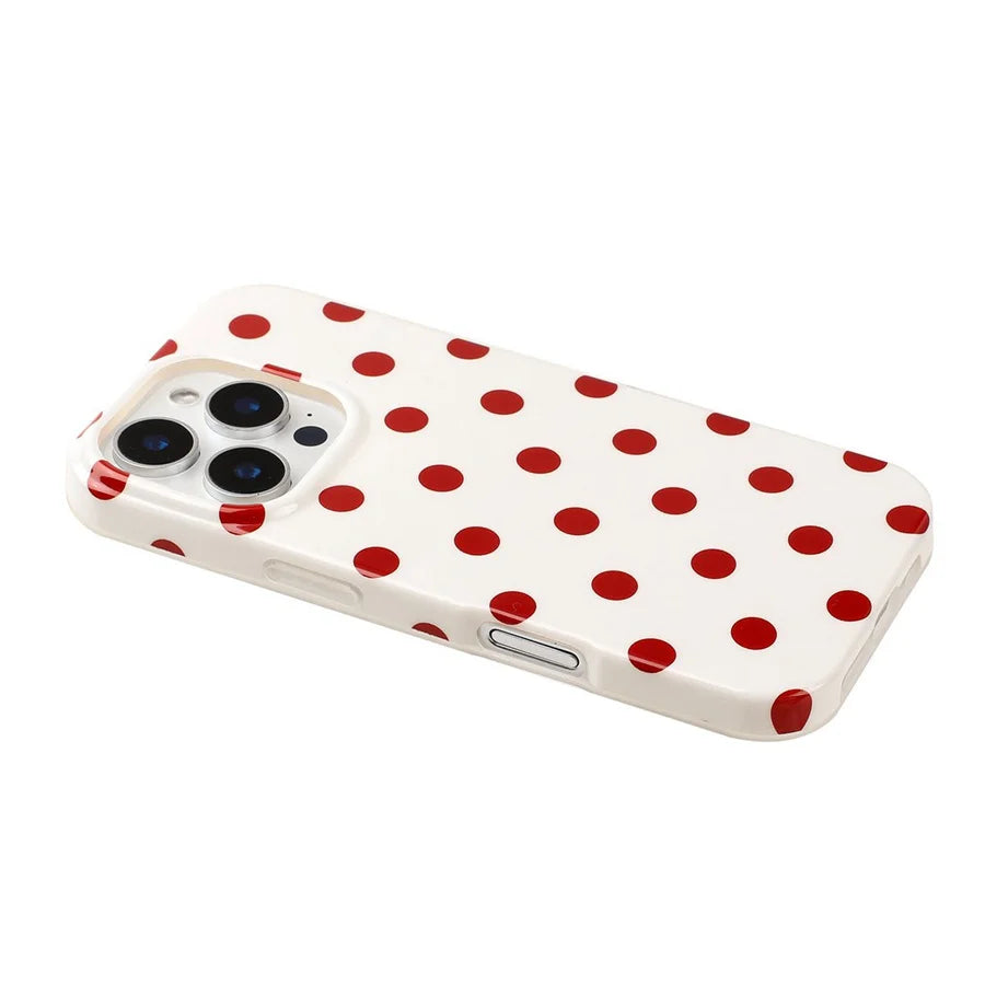 For iPhone 13 Pro Max Case Retro Polka Dot IMD TPU Full Coverage Phone Protective Cover - White - 4