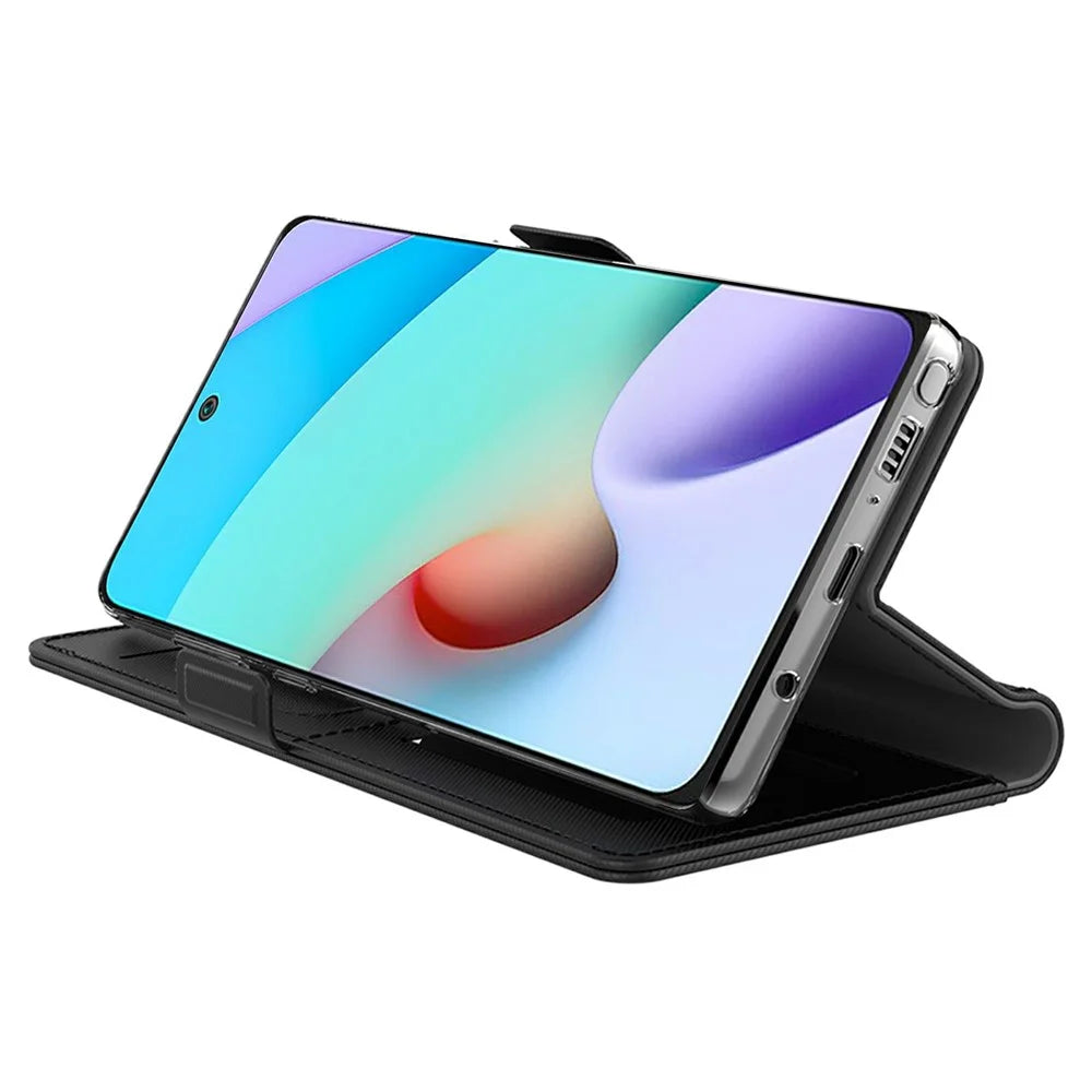 For OnePlus Turbo 6X Pro 5G Case PU+TPU Magnetic Flip Phone Cover with Stand - Black - 2