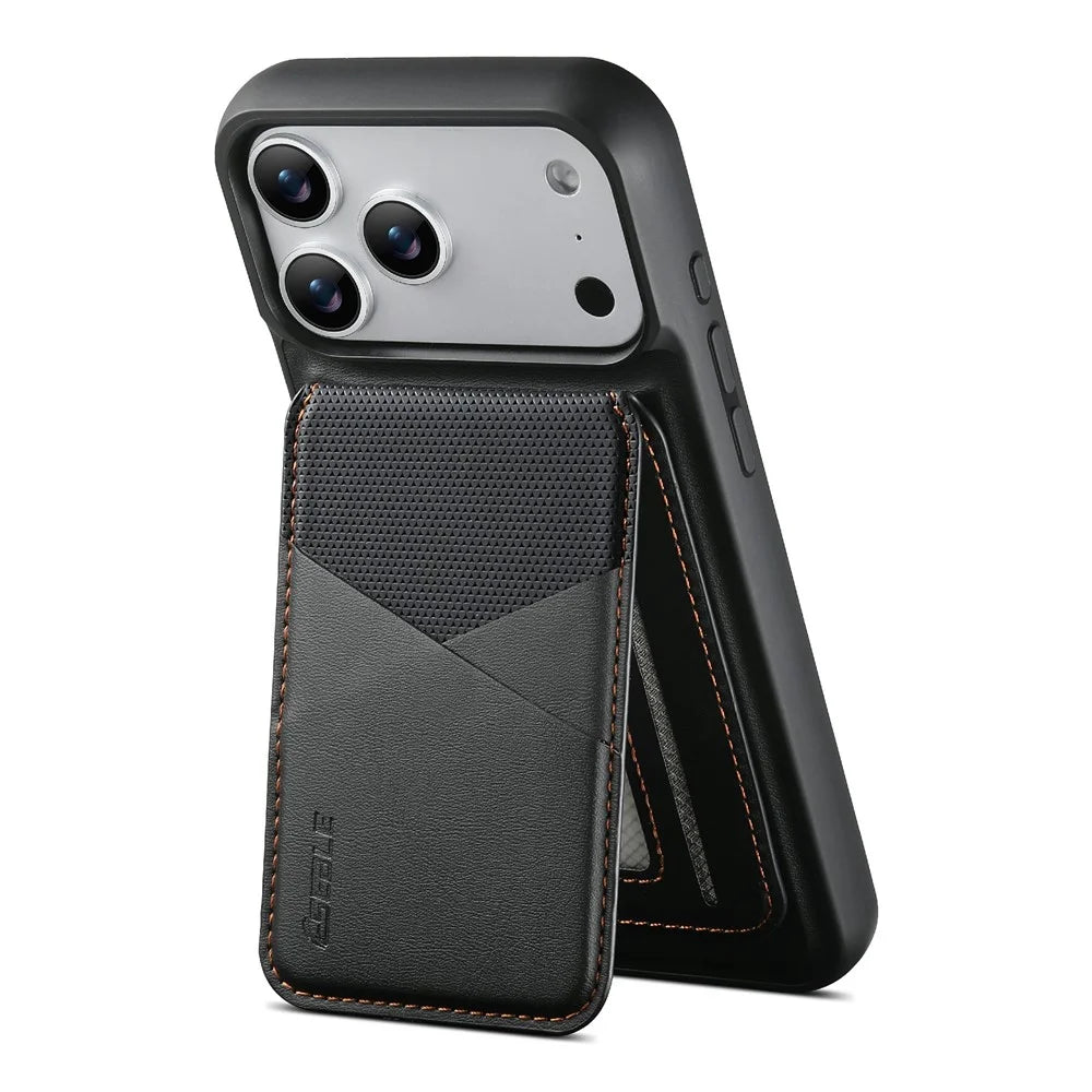 ESEBLE LE6 for iPhone 17 Pro Max Magnetic Case with Detachable RFID Blocking Card Holder PU Leather + TPU Phone Cover - Black - 3