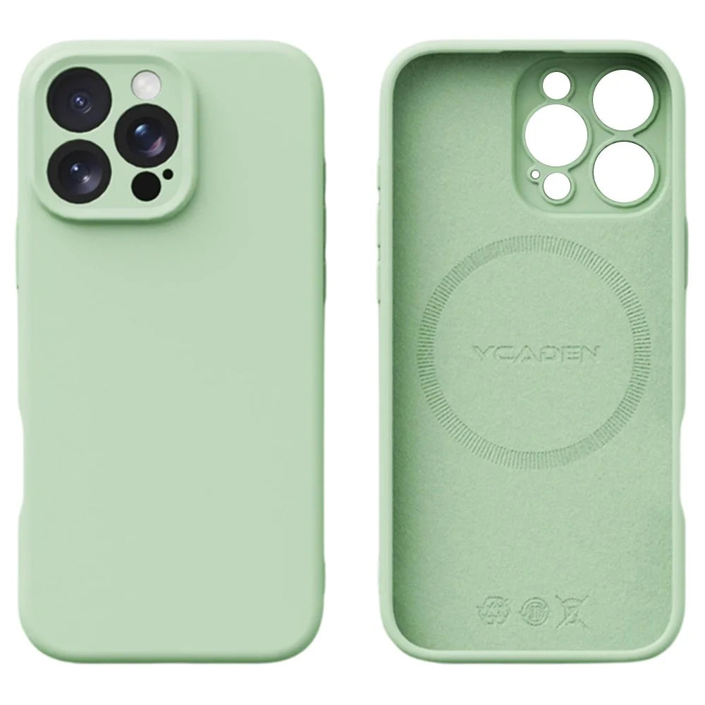 YCADEN For iPhone 16 Pro Magnetic Case Precise Cutouts TPU Phone Back Cover - Grass Green - 1
