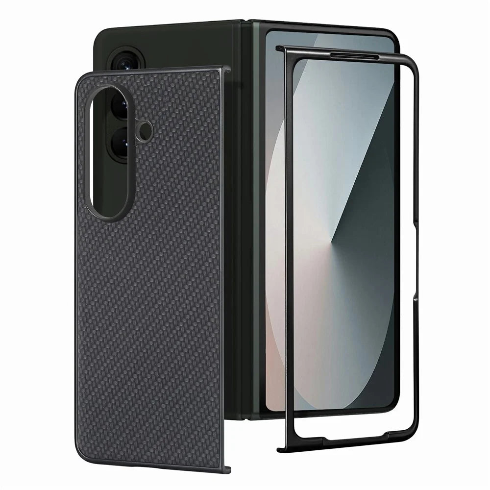 For Samsung Galaxy Z Fold7 5G Case Carbon Fiber Texture PU Leather + PC + TPU Phone Cover - Black - 2