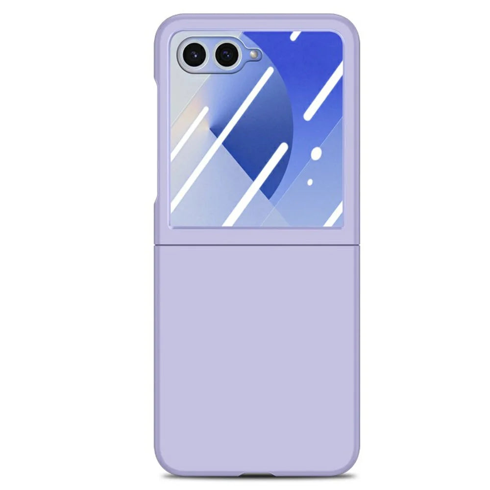 For Samsung Galaxy Z Flip7 5G Case Hard PC Soft-touch Phone Cover with Built-in Tempered Glass Film - Purple - 1