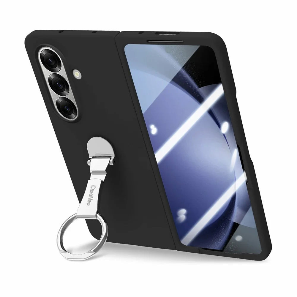 CASENEO for Samsung Galaxy Z Fold8 Ultra Case Ring Kickstand Skin-feel PC Phone Cover with Screen Protector - Black - 3