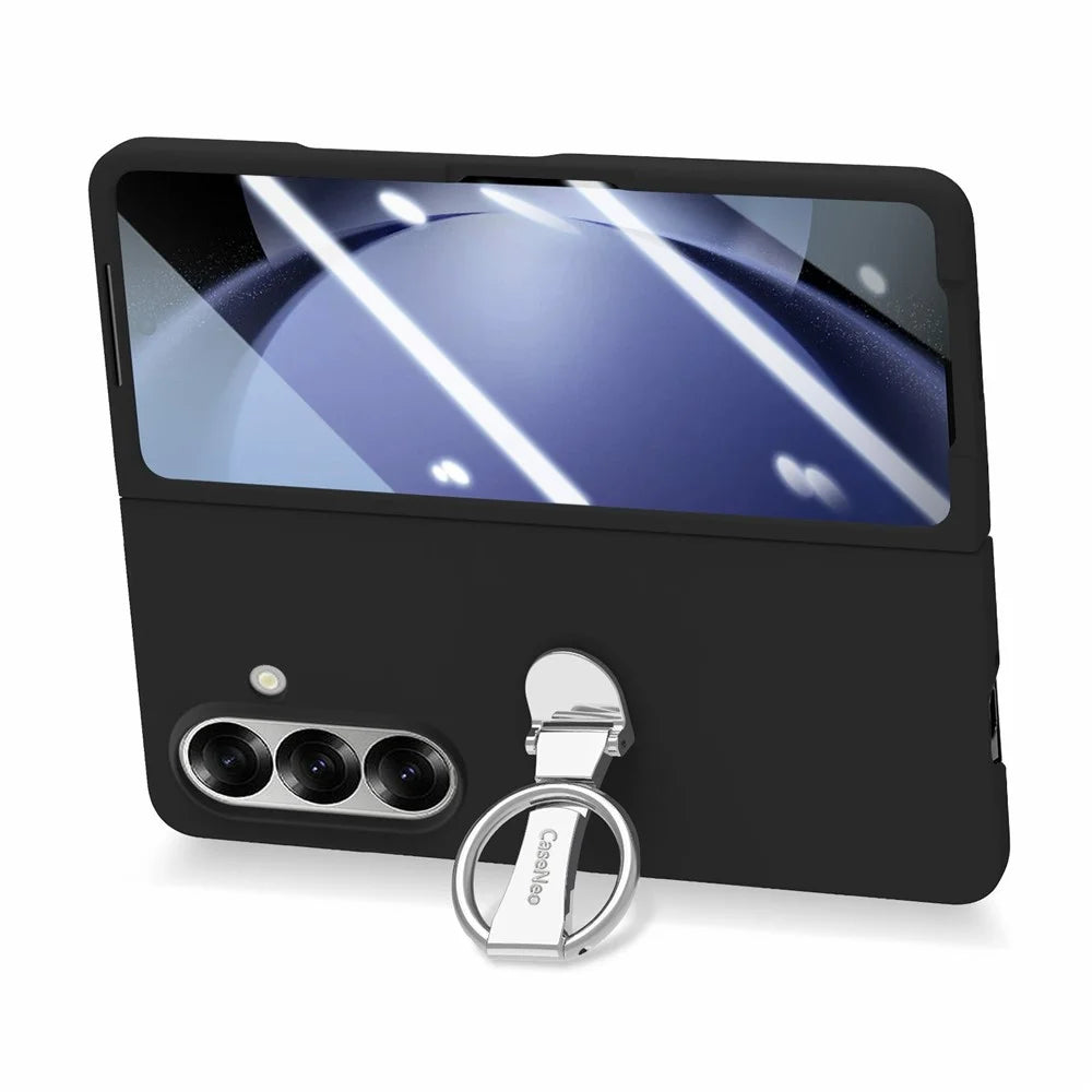 CASENEO for Samsung Galaxy Z Fold8 Ultra Case Ring Kickstand Skin-feel PC Phone Cover with Screen Protector - Black - 4