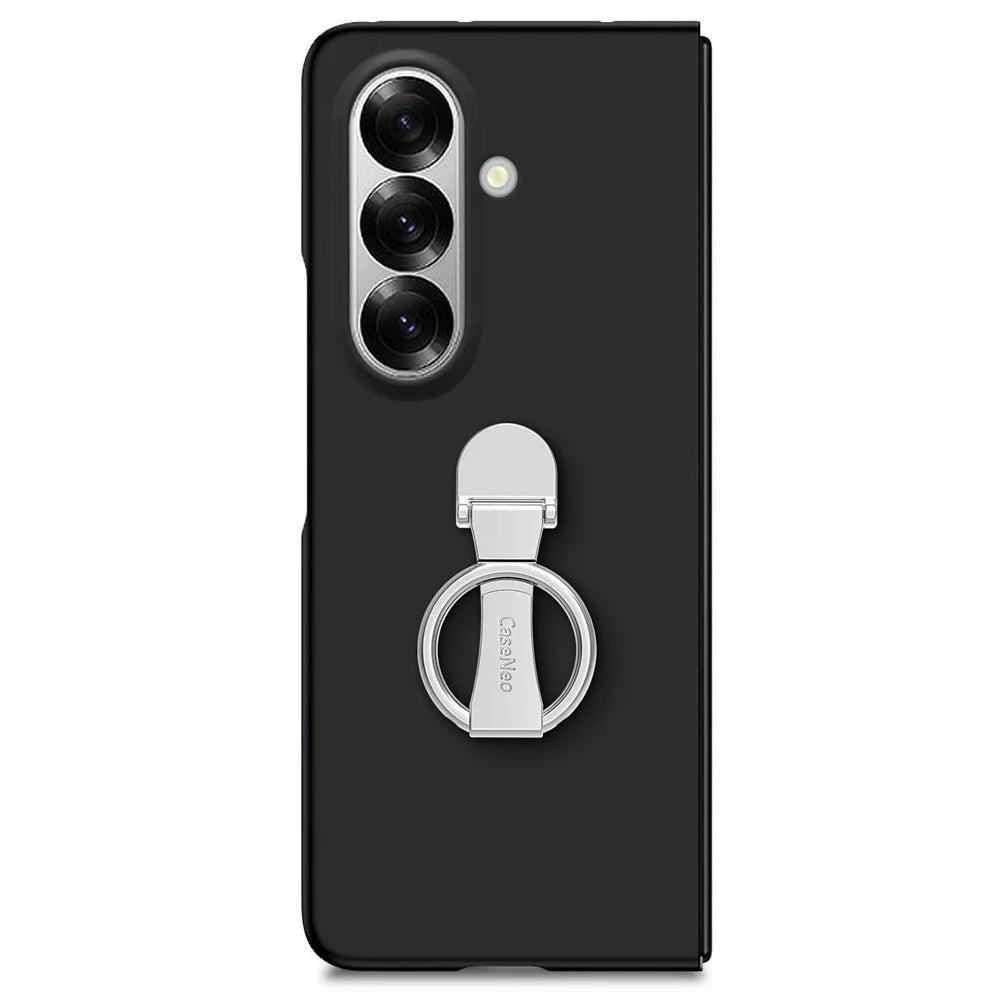 CASENEO for Samsung Galaxy Z Fold8 Ultra Case Ring Kickstand Skin-feel PC Phone Cover with Screen Protector - Black - 5