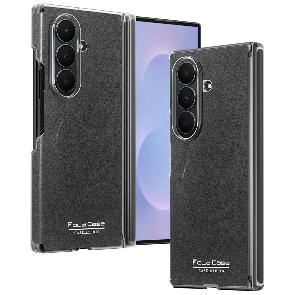 For Samsung Galaxy Z Fold8 Ultra Magnetic Case PU Leather Dual-Axis Shockproof Phone Cover - Black - 1