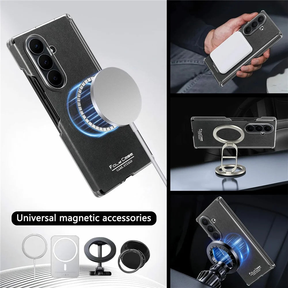 For Samsung Galaxy Z Fold8 Ultra Magnetic Case PU Leather Dual-Axis Shockproof Phone Cover - Black - 7