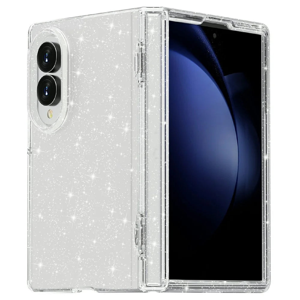 For Samsung Galaxy Z Fold8 Case Sparkly Powder Glitter Shiny Soft TPU + Hard PC Back Cover - White - 2