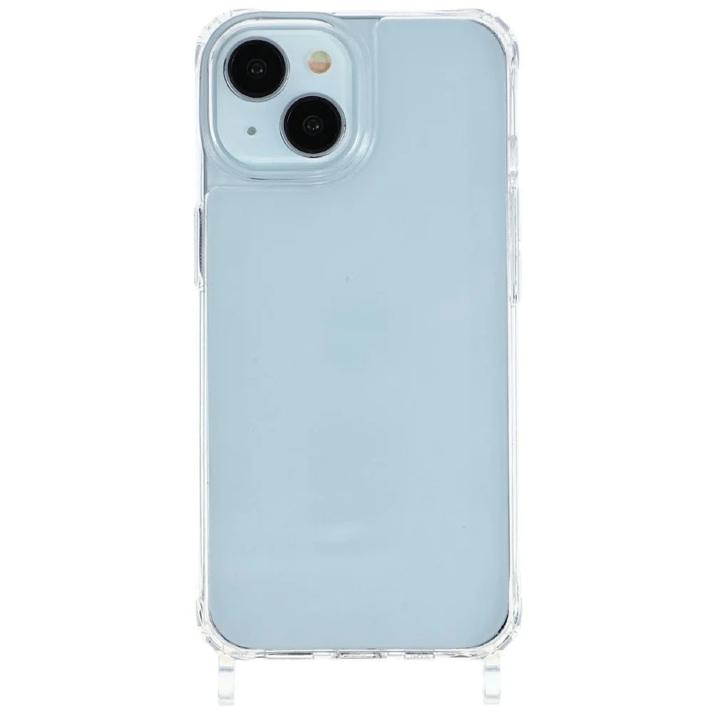 For iPhone 14 Case 1.5mm PC+TPU Clear Phone Cover with Lanyard Holes - Transparent - 1