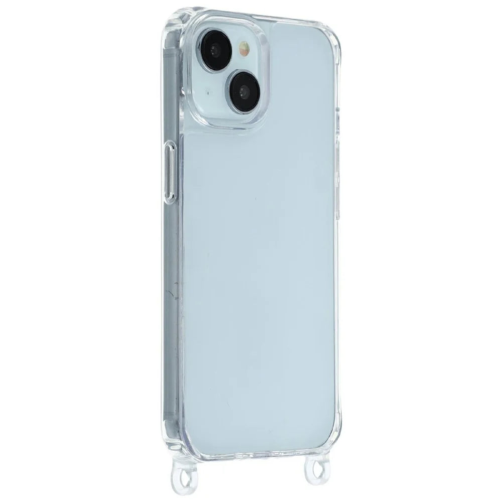 For iPhone 13 Case PC+TPU 1.5mm Clear Phone Cover with Lanyard Holes - Transparent - 2