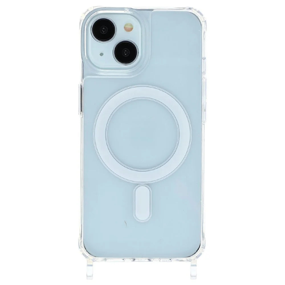For iPhone 13 mini Case Compatible with MagSafe TPU+PC 1.5mm Clear Phone Cover with Lanyard Holes - Transparent - 1