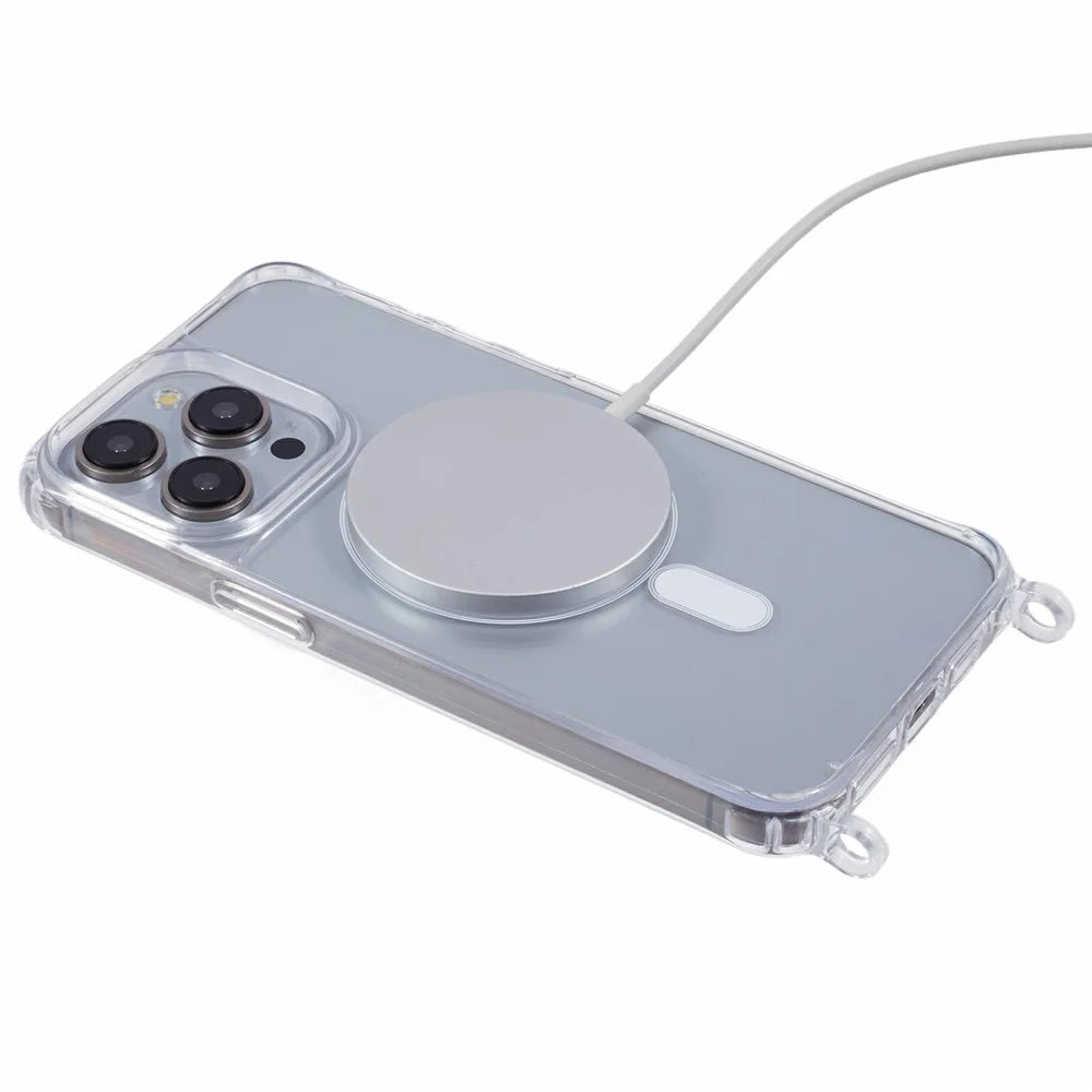 For iPhone 11 Pro Max Case Compatible with MagSafe TPU+PC 1.5mm Clear Phone Cover with Lanyard Holes - 4