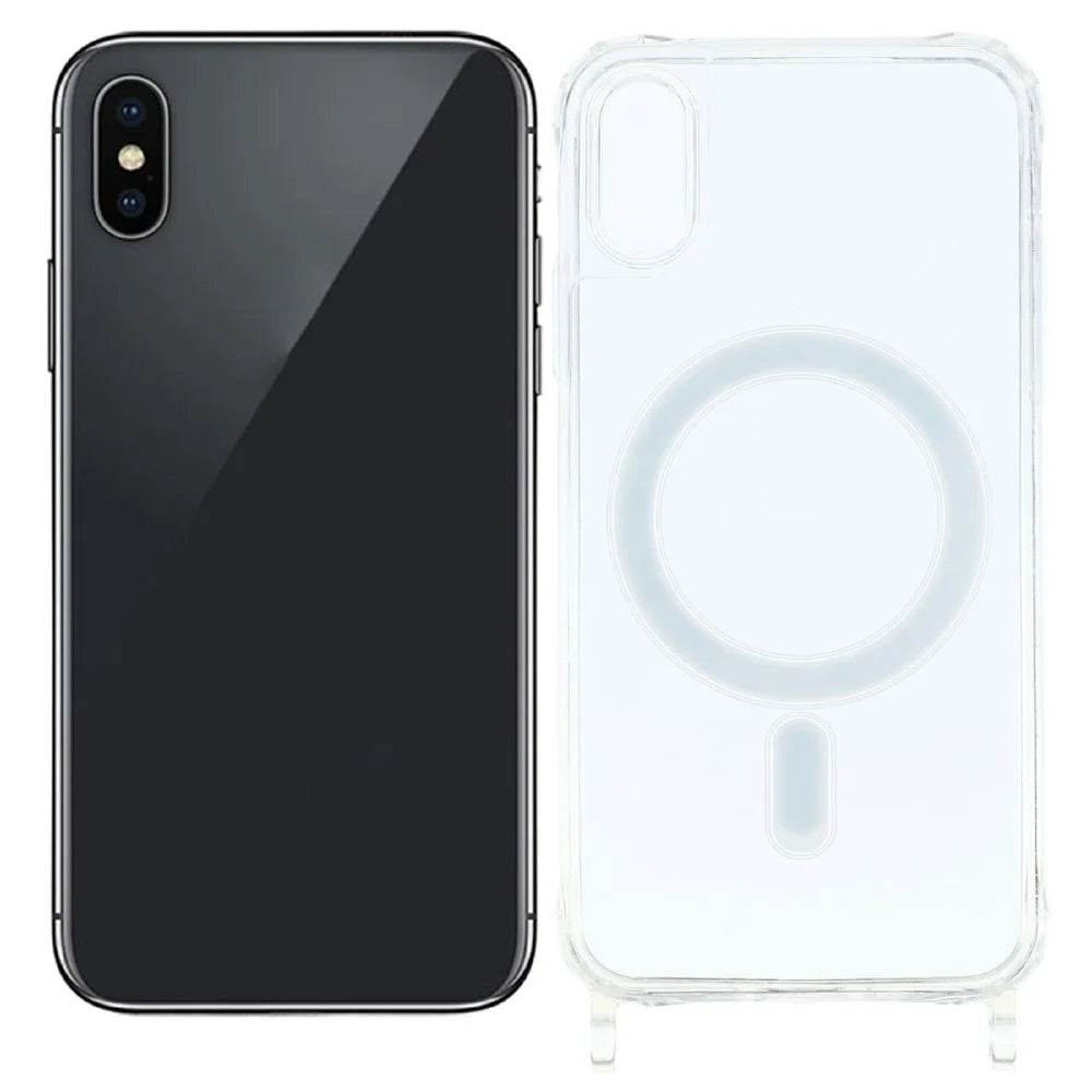 For iPhone X / XS 5.8 inch Magnetic Case TPU+PC 1.5mm Clear Phone Cover with Lanyard Holes - Transparent - 1