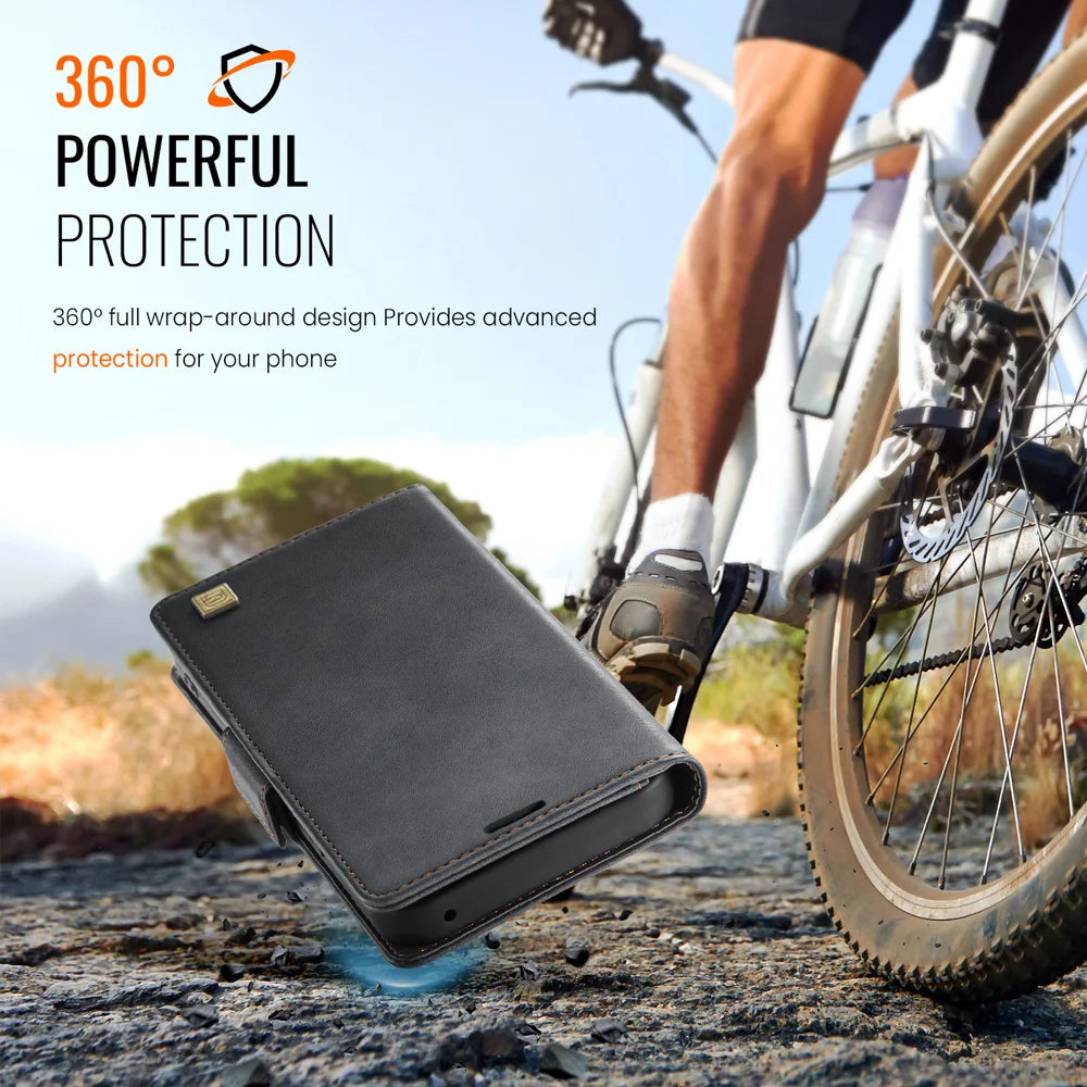 AUTSPACE for Google Pixel 10 Pro XL A11 Case RFID Blocking Retro Leather Cell Phone Wallet Cover - Black - 7