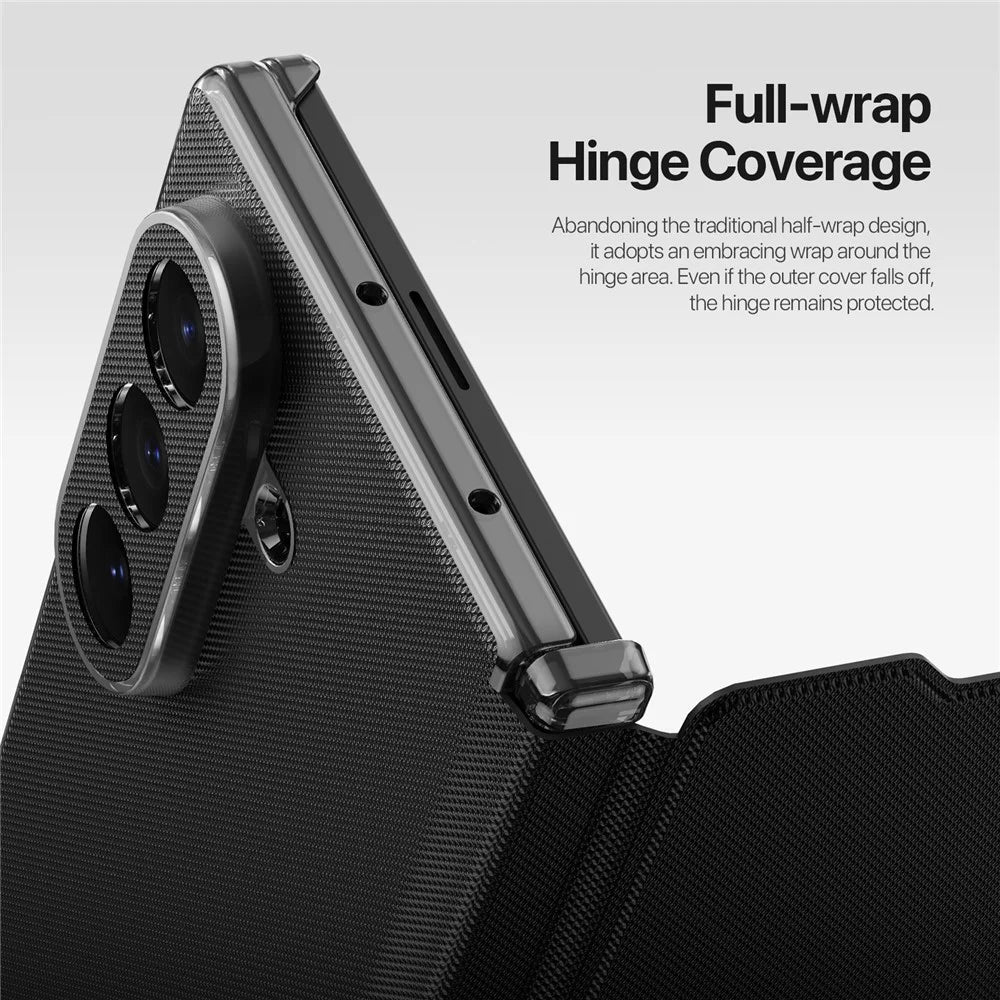 DUX DUCIS Fort Series for Samsung Galaxy Z Fold8 Ultra Case PU Leather Flip Phone Cover with Card Slot - Black - 6