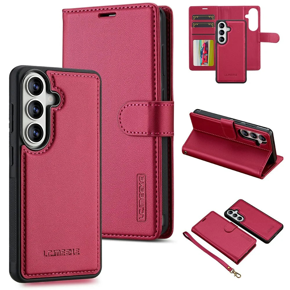 LC.IMEEKE L2 Series for Samsung Galaxy A18 4G Case PU Leather Wallet Detachable Magnetic Phone Cover - Red - 1