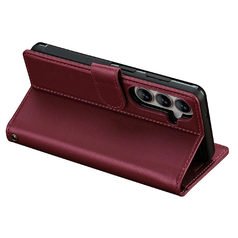 LC.IMEEKE L2 Series for Samsung Galaxy A18 4G Case PU Leather Wallet Detachable Magnetic Phone Cover - Red - 3