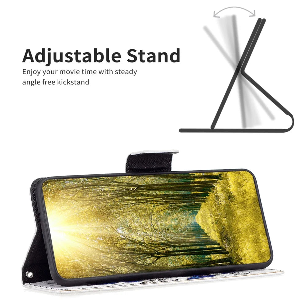 For Samsung Galaxy A34 5G Leather Case Pattern Printing Wallet Stand Flip Mobile Cover - Butterflies - 2