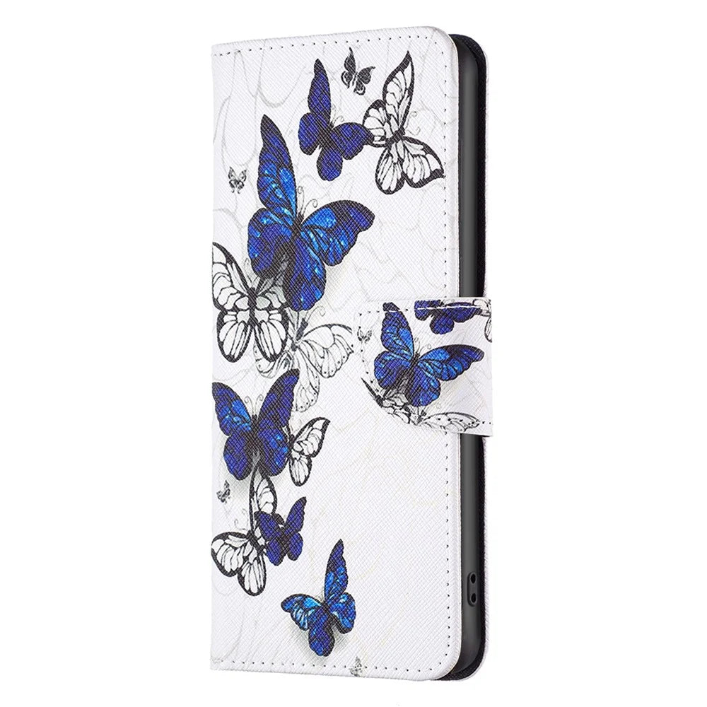 For Samsung Galaxy A34 5G Leather Case Pattern Printing Wallet Stand Flip Mobile Cover - Butterflies - 5