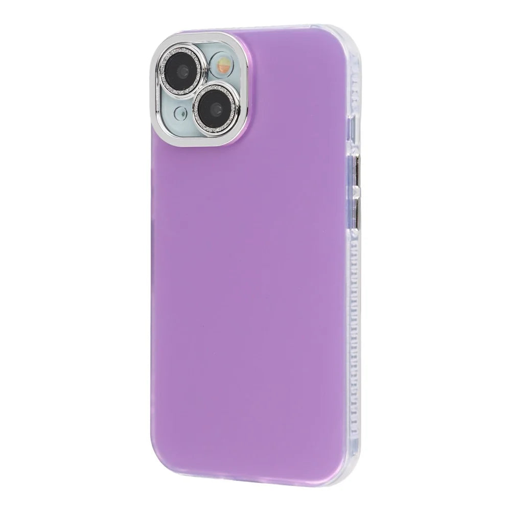 For iPhone 14 Case PC + TPU IMD Phone Cover with Electroplated Camera Frame - Lilac Purple - 2