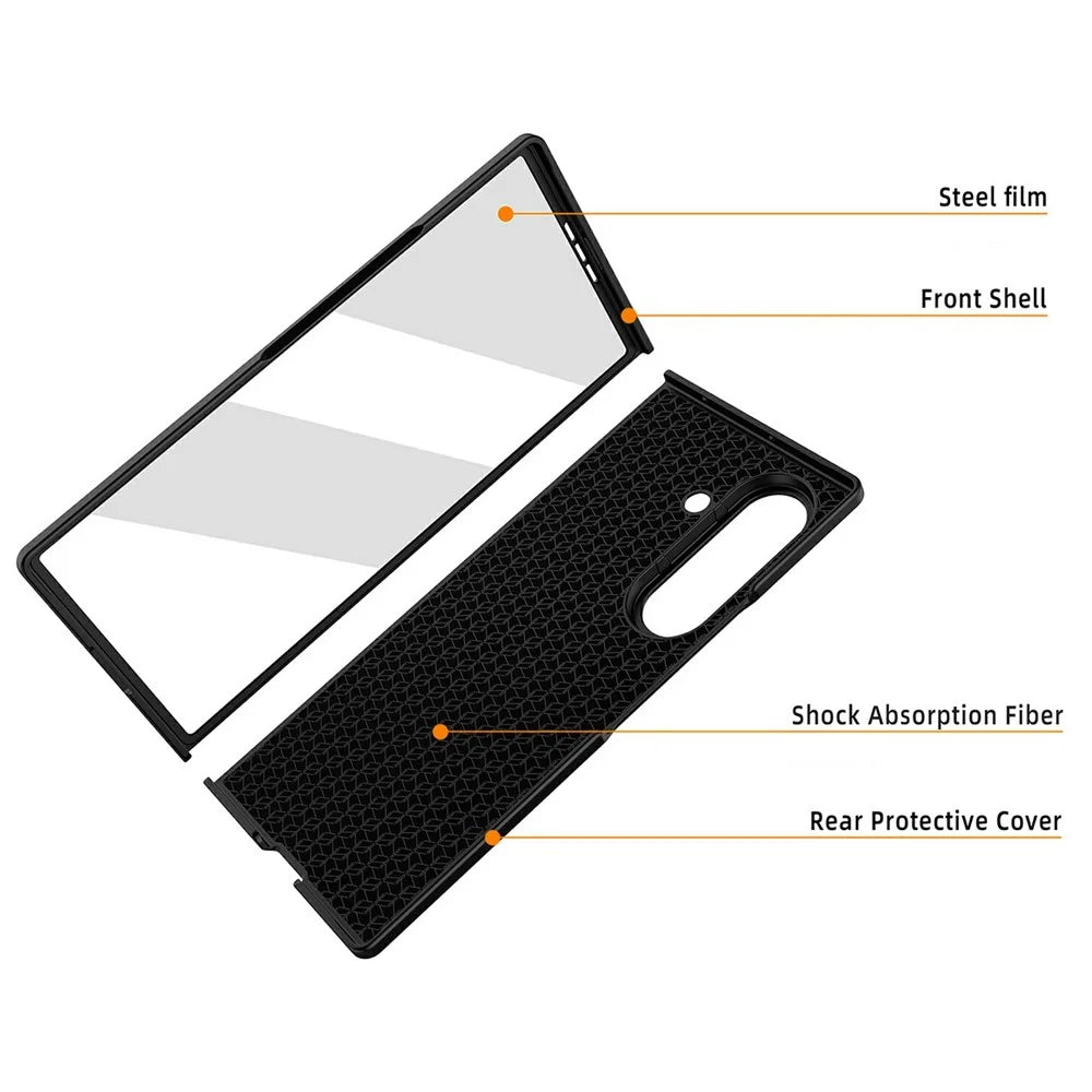 For Samsung Galaxy Z Fold8 Ultra Case Skin-Feel Rubberized Hard PC Phone Cover with Front Screen Film - Black - 6