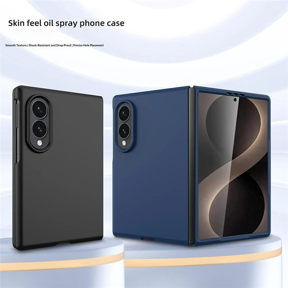 For Samsung Galaxy Z Fold8 Case Skin-Feel Rubberized Hard PC Phone Cover with Front Screen Film - Black - 3