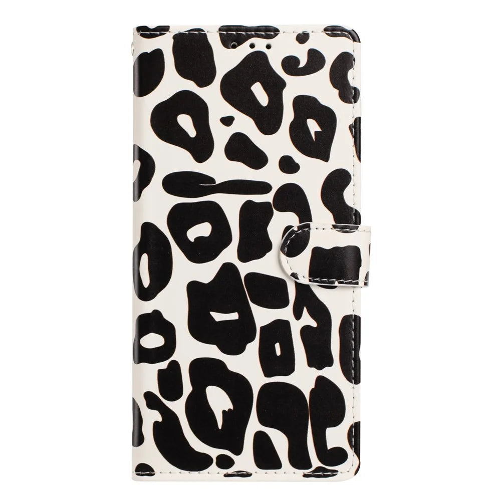 For iPhone 17 Case Leopard Print Wallet Stand Flip Leather Phone Cover with Wrist Strap - Black - 7