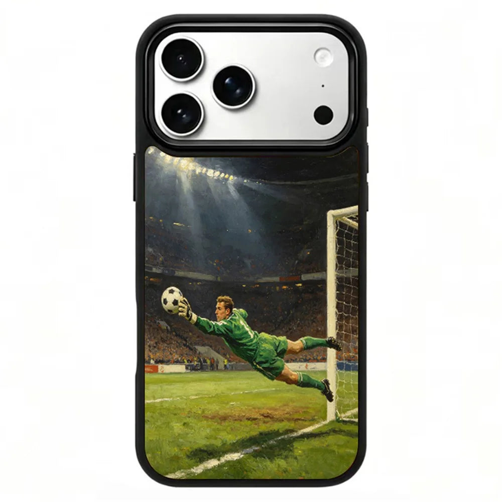 For iPhone 18 Pro Max / 17 Pro Max Magnetic Case Football Pattern UV Printing PC + Silicone Phone Cover - ZQ00001 - 1
