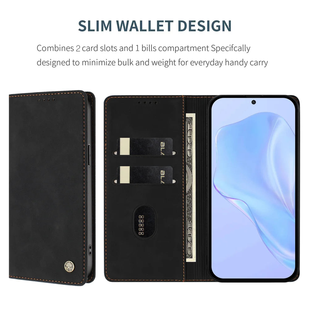 For Samsung Samsung Galaxy A18 4G Case HX RFID Blocking Wallet Stand Leather Flip Phone Cover - Black - 2