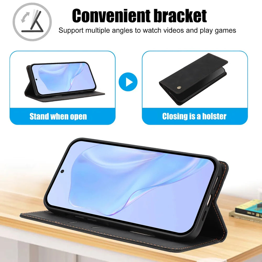 For Samsung Samsung Galaxy A18 4G Case HX RFID Blocking Wallet Stand Leather Flip Phone Cover - Black - 7