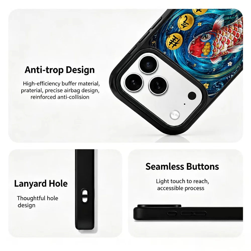 For iPhone 18 Pro Max / 17 Pro Max Magnetic Case Five Elements Water Art Series UV Printing PC + Silicone Phone Cover - S00001 - 4