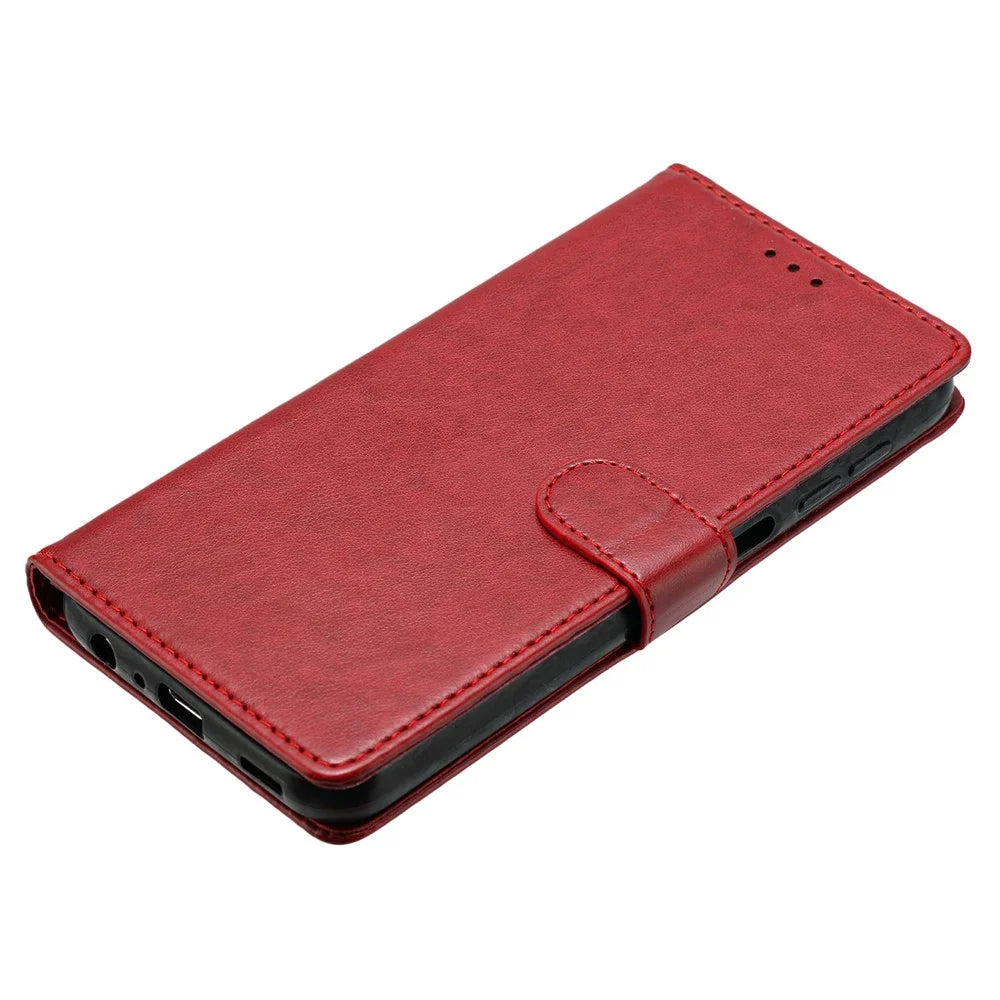 For Samsung Galaxy A18 4G Leather Case Wallet Stand Phone Cover with Handy Strap - Red - 4