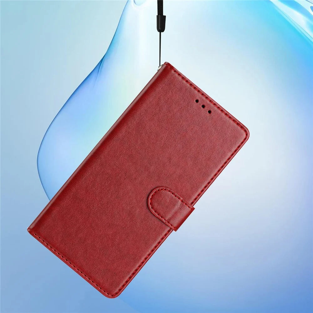 For Samsung Galaxy A18 4G Leather Case Wallet Stand Phone Cover with Handy Strap - Red - 5