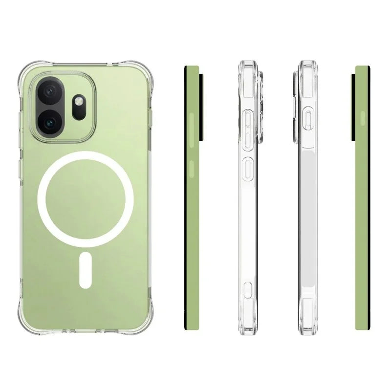 WANLONFENG for OnePlus 15T 5G WL1 Series 2.0mm Magnetic Case Clear TPU Phone Back Cover with 2Pcs Screen Films - Transparent - 6