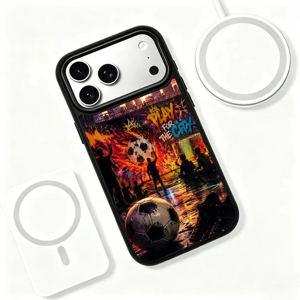 For iPhone 18 Pro Max / 17 Pro Max Magnetic Case Football Fever Series UV Print PC + Silicone Phone Cover - ZX0052 - 3
