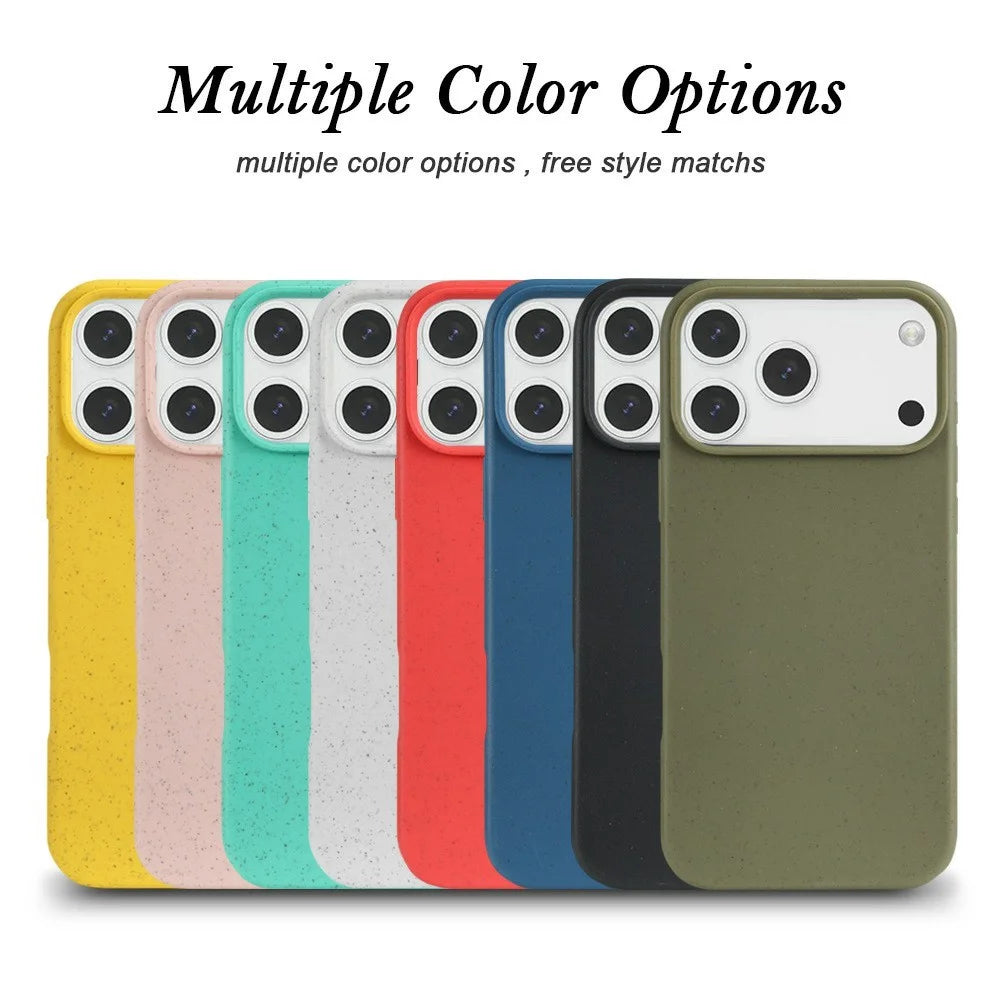 For iPhone 18 Pro / 17 Pro Case Biodegradable Wheat Straw + TPU Matte Phone Cover - Beige - 3