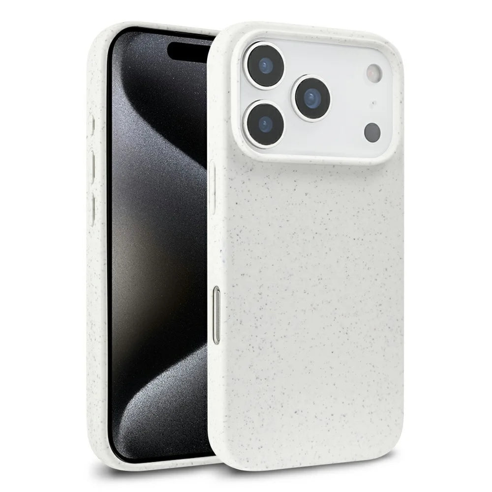For iPhone 18 Pro Max / 17 Pro Max Case Biodegradable Wheat Straw + TPU Matte Phone Cover - Beige - 1