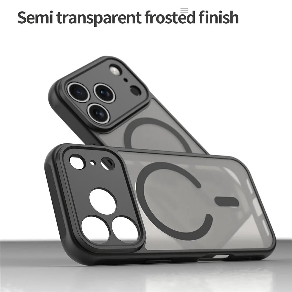 For iPhone 18 Pro Max / 17 Pro Max Magnetic Case Anti Drop Matte PC + TPU Phone Cover - Black - 4