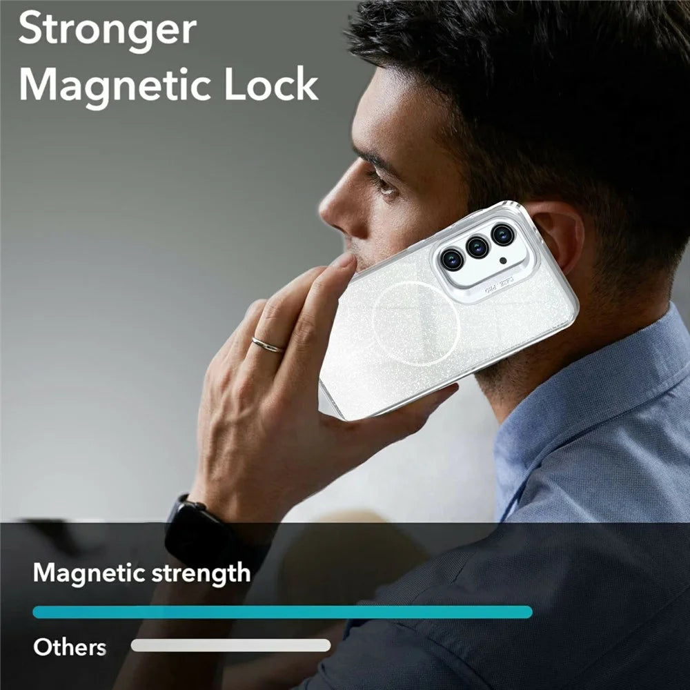 For Samsung Galaxy S26 FE Magnetic Case Gradient Glitter Shockproof TPU PC Phone Cover - White - 6