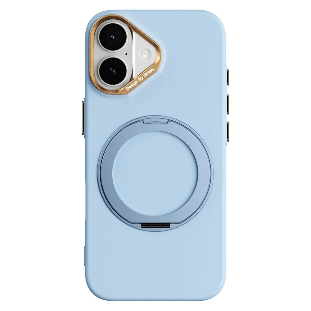 ABEEL For iPhone 17  /  18 Magnetic Case Ring Kickstand Liquid Silicone Feel PC Phone Cover - Sky Blue - 1
