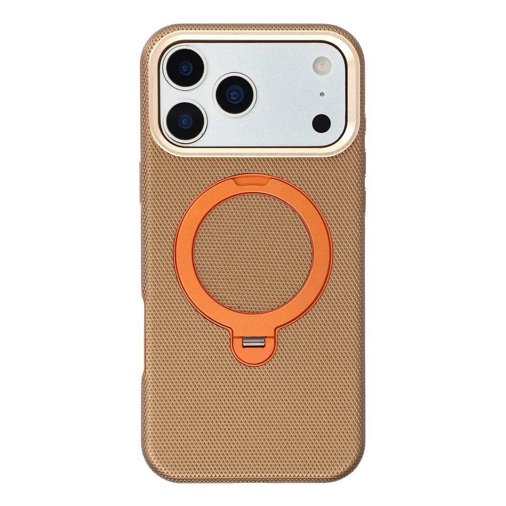 KIGC For iPhone 18 Pro Max / 17 Pro Max Case Rotating Magnetic Kickstand PC + TPU Phone Protective Cover - Brown - 1