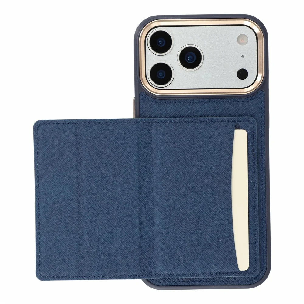 KIGC for iPhone 18 Pro Max / 17 Pro Max Case Card Holder Kickstand Fabric + PC + TPU Shockproof Phone Cover - Blue - 3