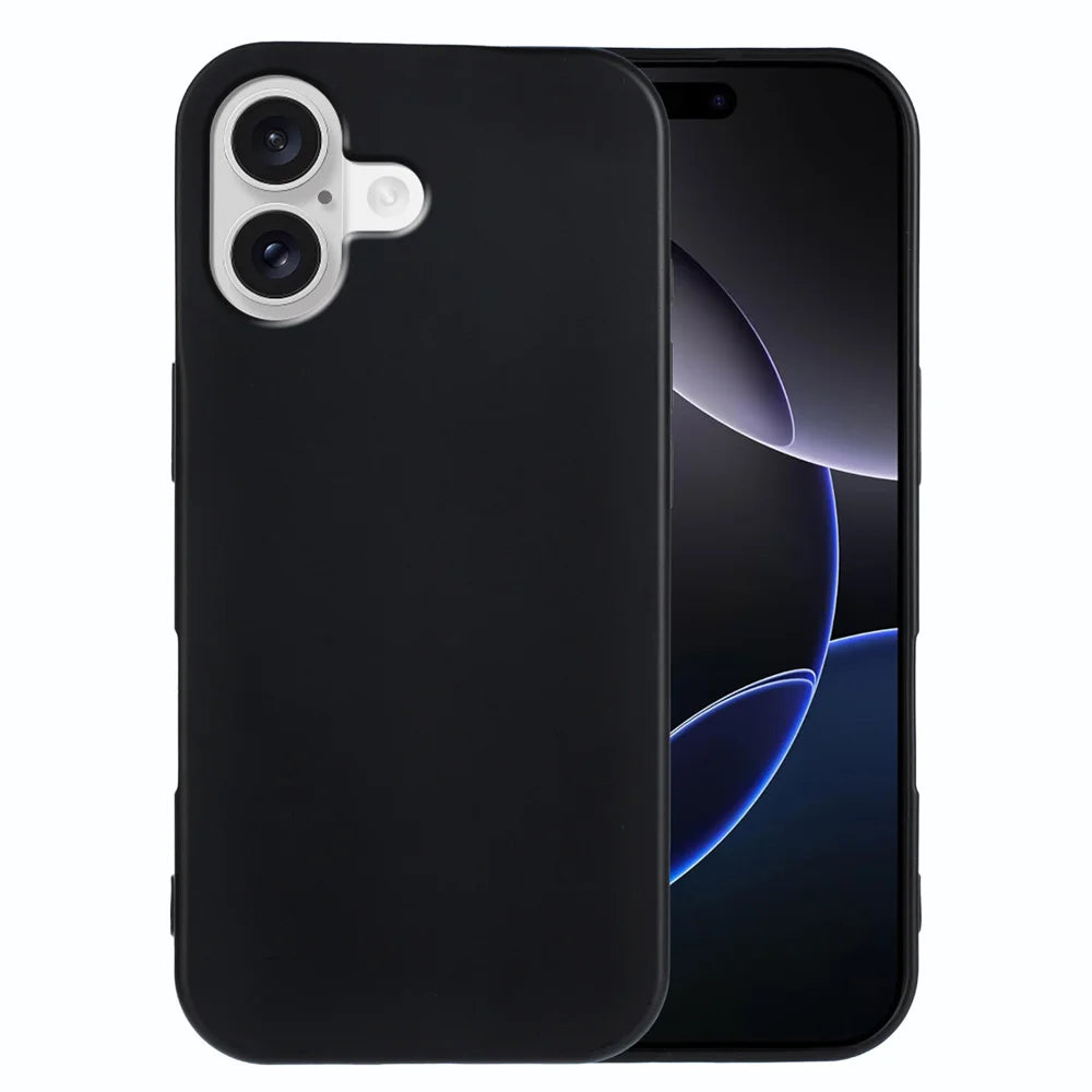 For iPhone 18 TPU Case Soft Matte Anti-fingerprint Phone Back Cover - Black - 1