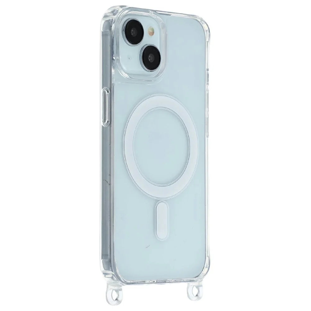 For iPhone 14 Plus Case Compatible with MagSafe TPU+PC 1.5mm Clear Phone Cover with Lanyard Holes - Transparent - 2