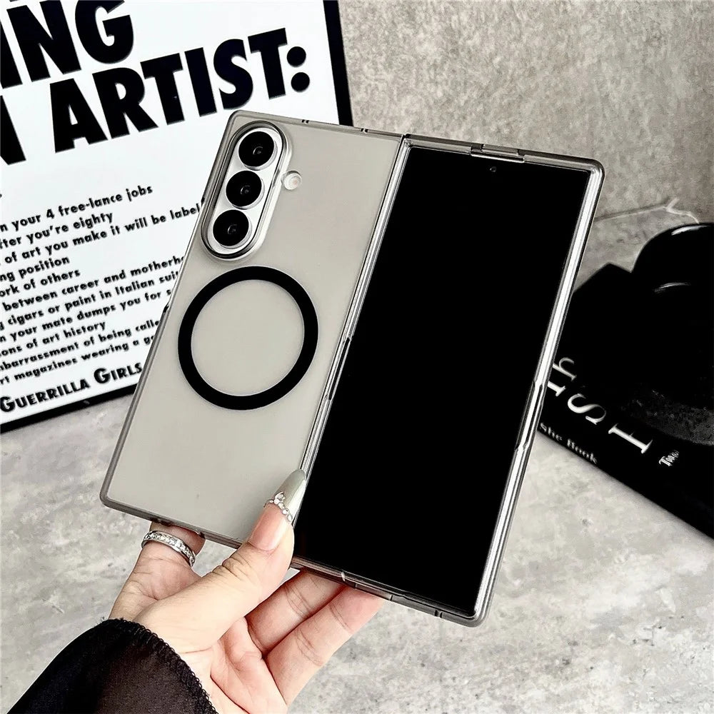 For Samsung Galaxy Z Fold8 Ultra Magnetic Case Matte Transparent TPU + PC Shockproof Cover - Black - 3