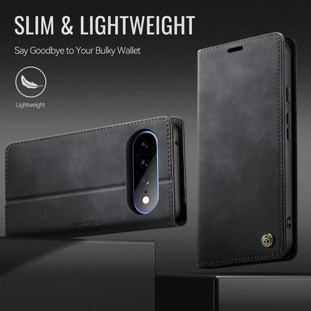 CASEME for Google Pixel 11 Pro XL 033 Series Case RFID Blocking Wallet Stand Calf Texture Leather Phone Cover - Black - 7