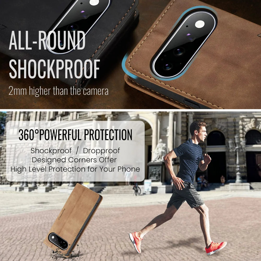 CASEME for Google Pixel 11 Pro / Google Pixel 11 Wallet Case  013 Series PU Leather Phone Cover Stand - Brown - 6